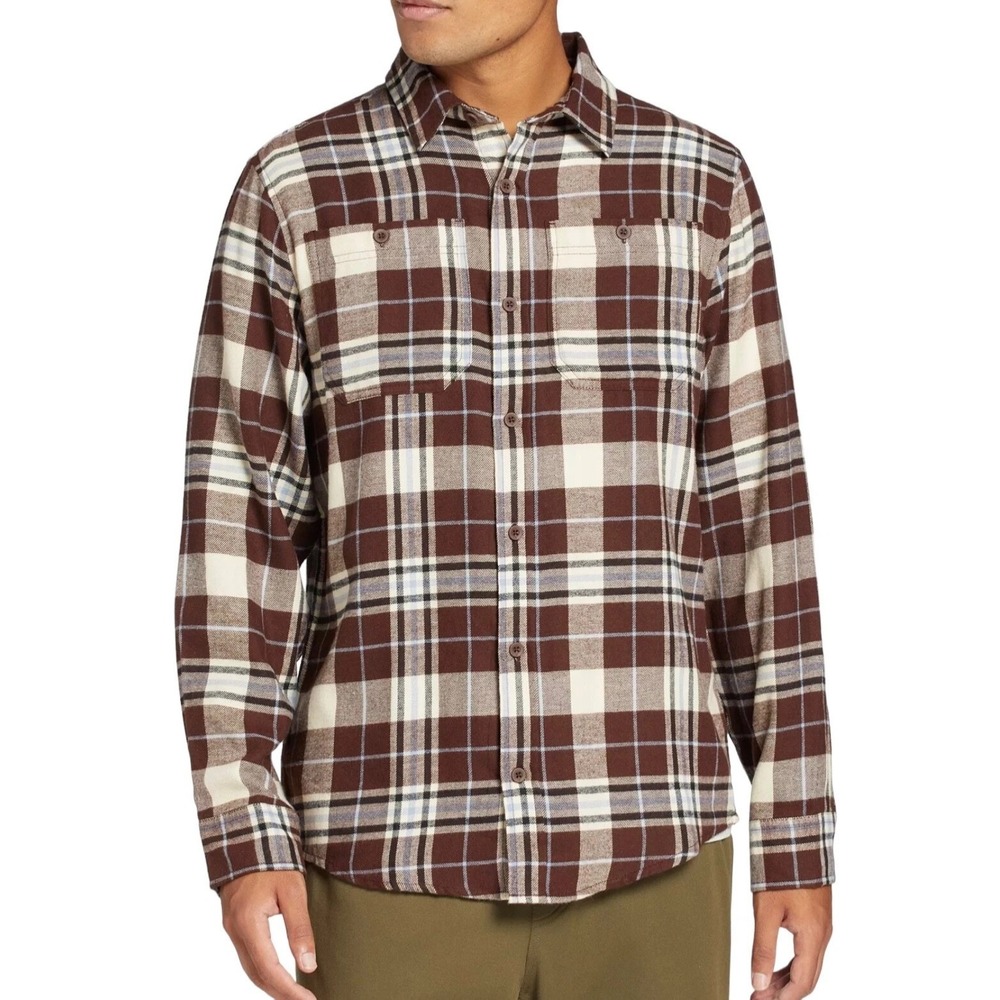 Alpine Design Men's Medium Brown Plaid Brushed Flannel Long Sleeve Shirt 28296